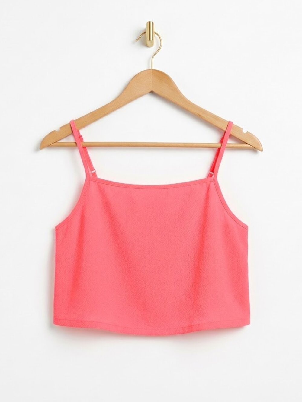 Cami Crop Top Size Small S Neon Hot Pink Y2K Beach Festival Minimalist Boho